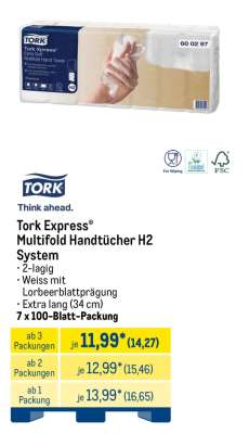 Tork Express® Multifold Handtücher H2 System