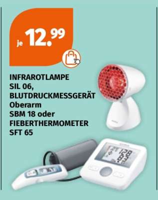 INFRAROTLAMPE SIL 06, BLUTDRUCKMESSGERÄT Oberarm SBM 18 oder FIEBERTHERMOMETER SFT 65