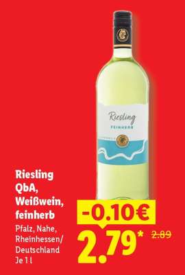 Riesling QbA, Weißwein, feinherb