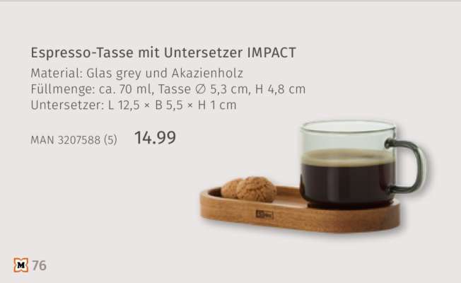 Espresso-Tasse mit Untersetzer IMPACT