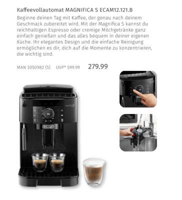 Kaffeevollautomat Magnifica S »ECAM12.121.B«