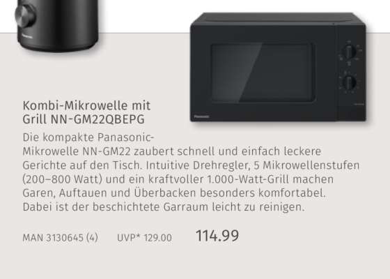 Kombi-Mikrowelle mit Grill NN-GM22QBEPG
