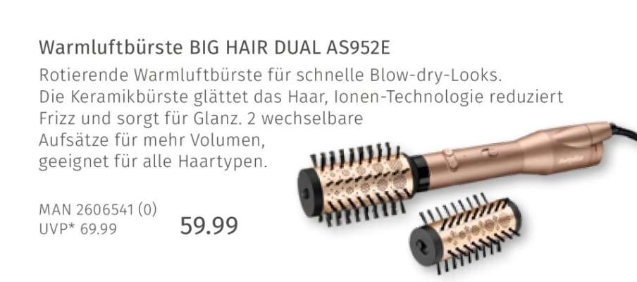 Warmluftbürste BIG HAIR DUAL AS952E