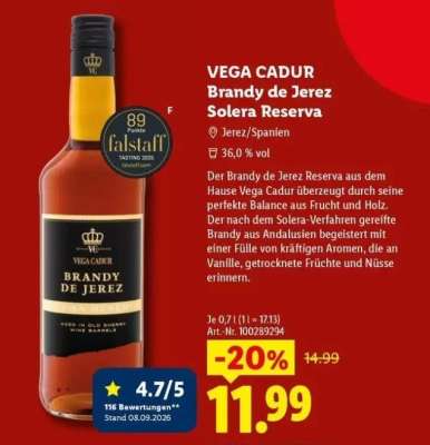 Vega Cadur Brandy de Jerez Solera Reserva