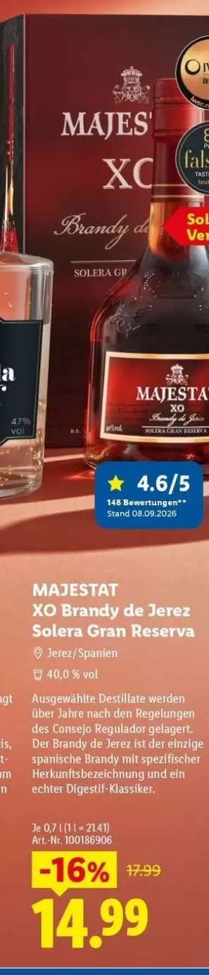 Majestat XO Brandy de Jerez Solera Gran Reserva