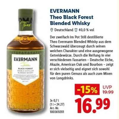 Evermann Theo Black Forest Blended Whisky