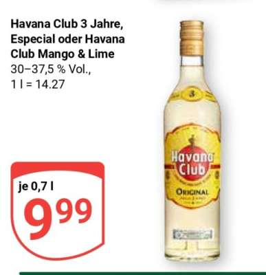 Havana Club 3 Jahre, Especial oder Havana Club Mango & Lime