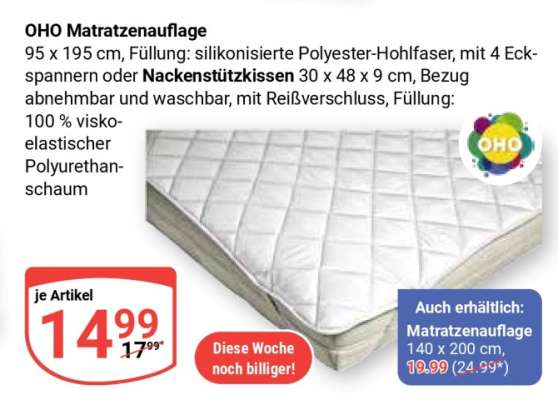 OHO Matratzenauflage