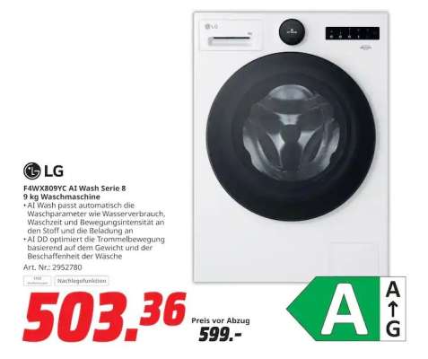 LG F4WVX8909YC AI Wash Serie 8