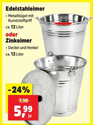 Edelstahleimer oder Zinkeimer
