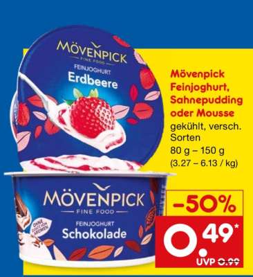 Mövenpick Feinjoghurt, Sahnepudding oder Mousse