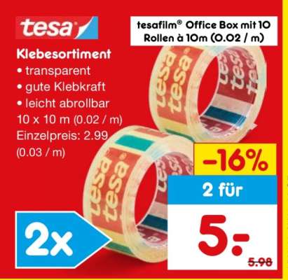 tesafilm® Office Box mit 10 Rollen à 10m (0.02 / m)