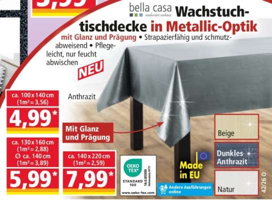 bella casa Wachstuchtischdecke in Metallic-Optik