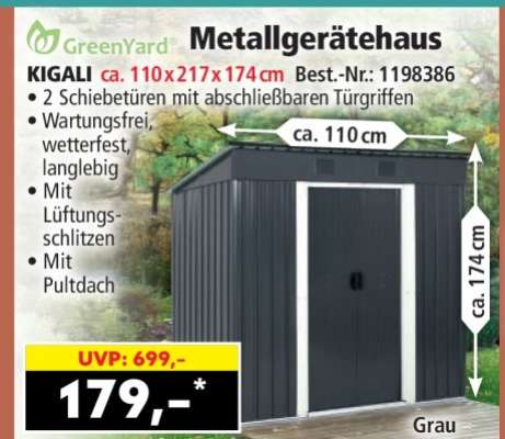 Metallgerätehaus KIGALI ca. 110 x 217 x 174 cm