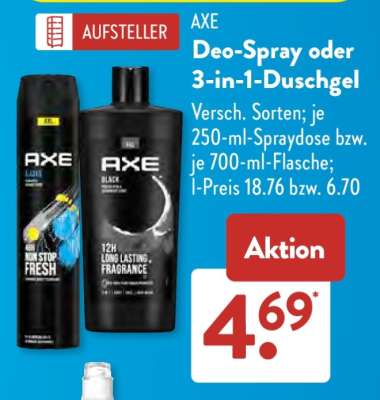AXE Deo-Spray oder 3-in-1-Duschgel