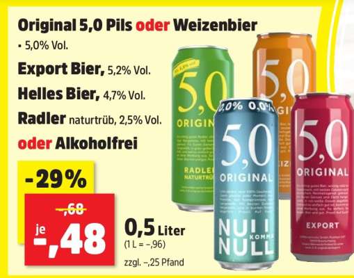 Original 5,0 Pils oder Weizenbier