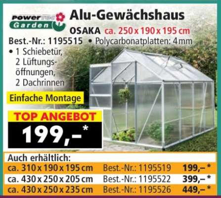 Alu-Gewächshaus OSAKA