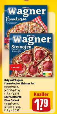 Original Wagner Flammkuchen Elsässer Art oder Steinofen Pizza Salami