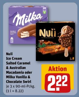 Nuii Ice Cream Salted Caramel & Australian Macadamia oder Milka Vanilla & Chocolate Swirl