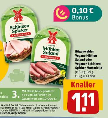 Rügenwalder Vegane Mühlen Salami oder Veganer Schinken Spicker Mortadella