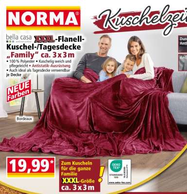 XXXL-Flanell-Kuschel-/Tagesdecke „Family“ ca. 3 x 3 m