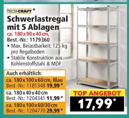 Schwerlastregal mit 5 Ablagen