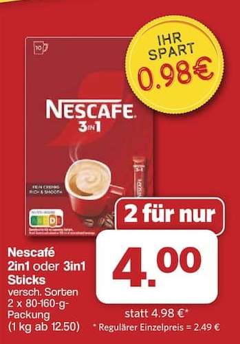 Nescafé 2in1 oder 3in1 Sticks
