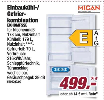 Einbaukühl-/Gefrierkombination EKHBMFSS
