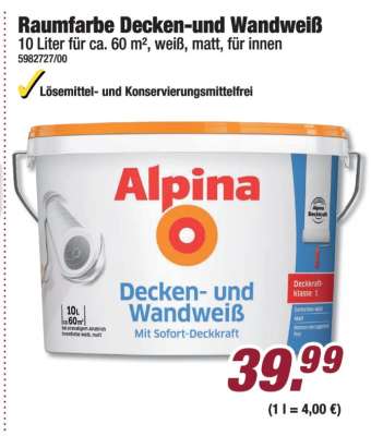 Raumfarbe Decken- und Wandweiß