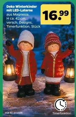 Deko Winterkinder mit LED-Laterne