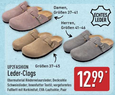 UP2FASHION Leder-Clogs