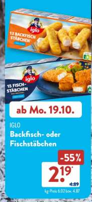 IGLO Backfisch- oder Fischstäbchen