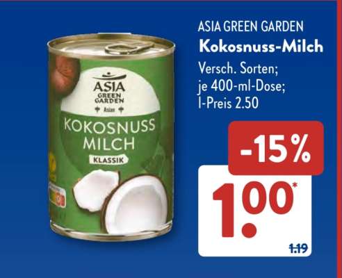 ASIA GREEN GARDEN Kokosnuss-Milch