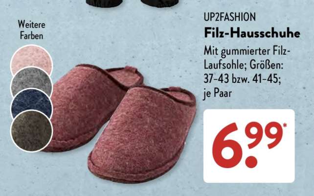 UP2FASHION Filz-Hausschuhe