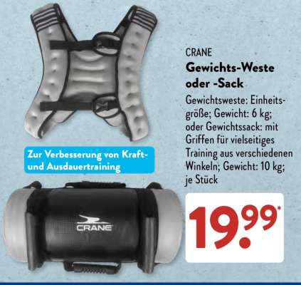 CRANE Gewichts-Weste oder -Sack