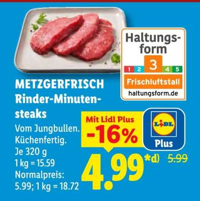 Metzgerfrisch Rinder- Minutensteaks