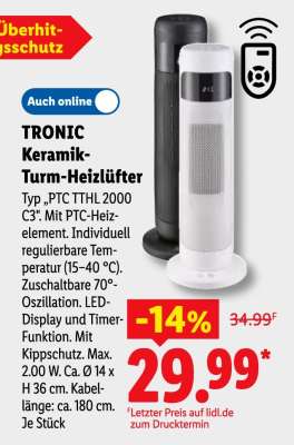 TRONIC Keramik-Turm-Heizlüfter
