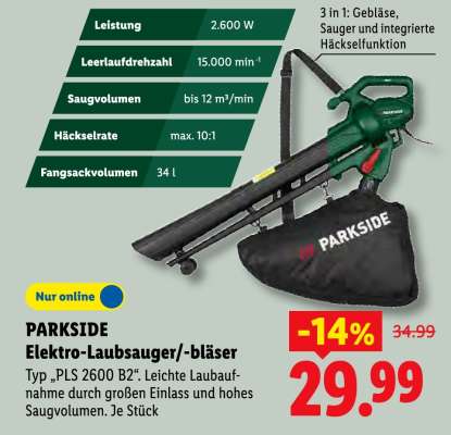 Parkside Elektro-Laubsauger/-bläser