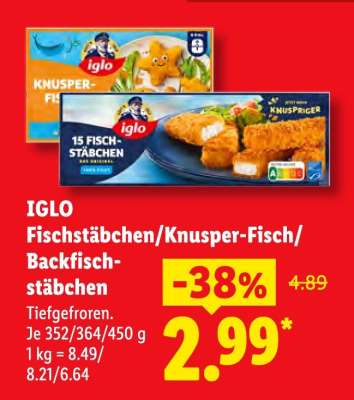 IGLO Fischstäbchen/Knusper-Fisch/Backfischstäbchen