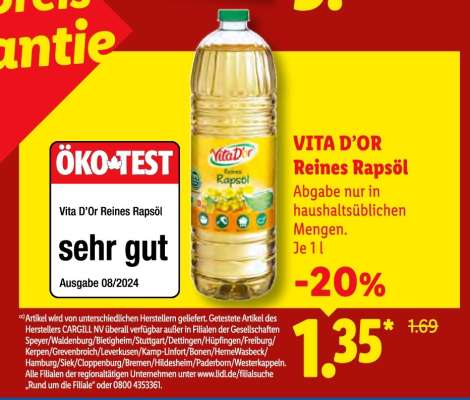 Vita D'or Reines Rapsöl