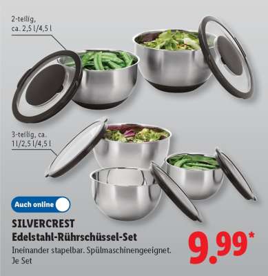 SILVERCREST Edelstahl-Rührschüssel-Set