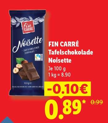 FIN CARRÉ Tafelschokolade Noisette