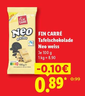 FIN CARRÉ Tafelschokolade Neo weiss