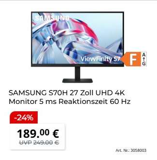 SAMSUNG S70H 27 Zoll UHD 4K Monitor