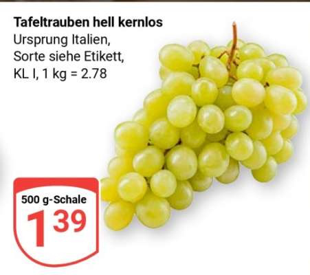 Tafeltrauben hell kernlos