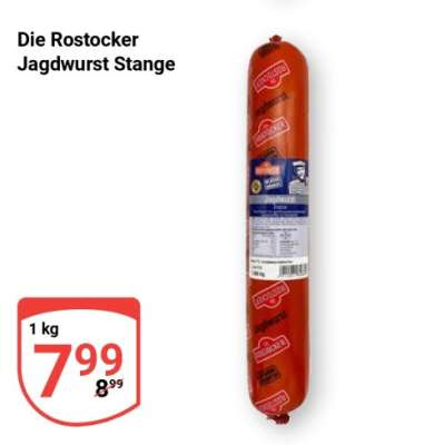 Die Rostocker Jagdwurst Stange