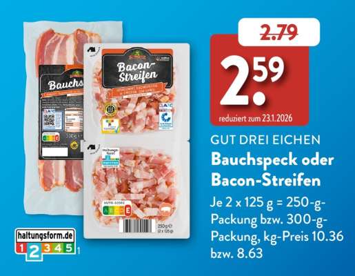 GUT DREI EICHEN Bauchspeck oder Bacon-Streifen