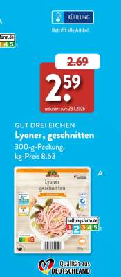 GUT DREI EICHEN Lyoner, geschnitten