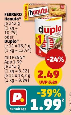 FERRERO Hanuta oder Duplo