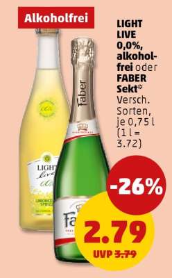 LIGHT LIVE 0,0% alkoholfrei* oder FABER Sekt*